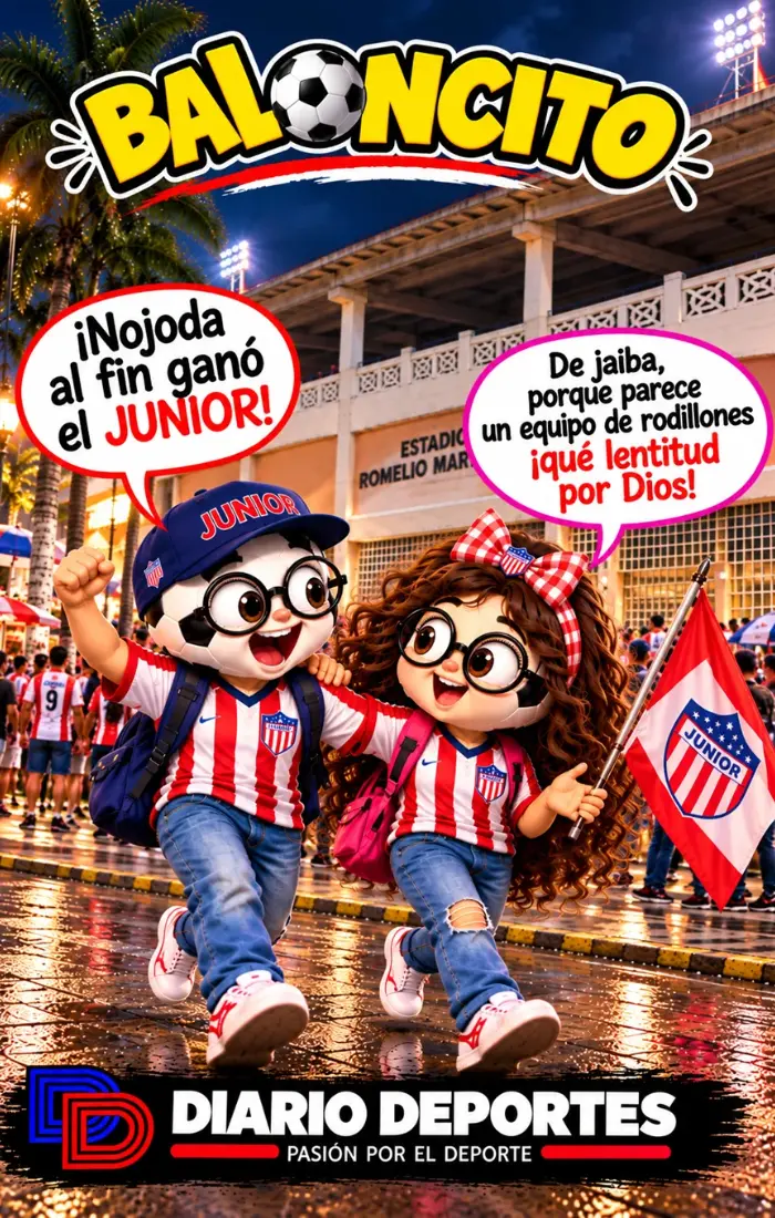 Baloncito y Baloncita celebrar el triunfo del Junior