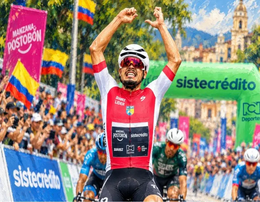 Kevin Castillo ganó al sprint en Cali y se vistió de amarillo en el Clásico RCN